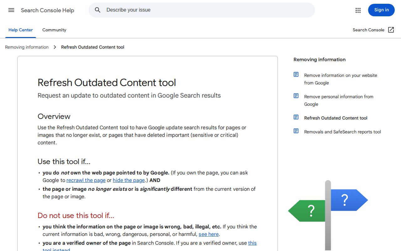 Google outdated content guidance for a changed Grady County news source